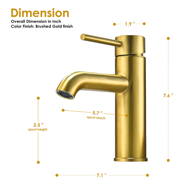 Tubize Single-Hole Single-handle Bathroom Faucet, Brushed Gold