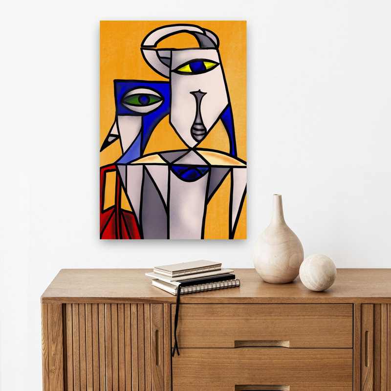 Bold Cubist Figures Abstract Modern Wall Art Print, 45.72cm H x 30.48cm W