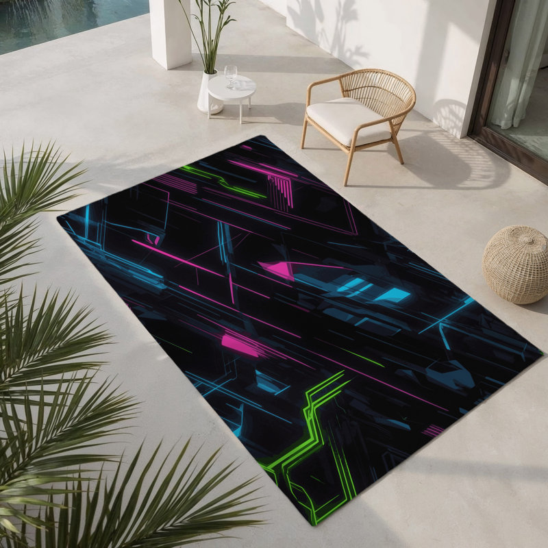 Hyper Wave Indoor And Outdoor Area Rug, Rectangle 4' x 6'