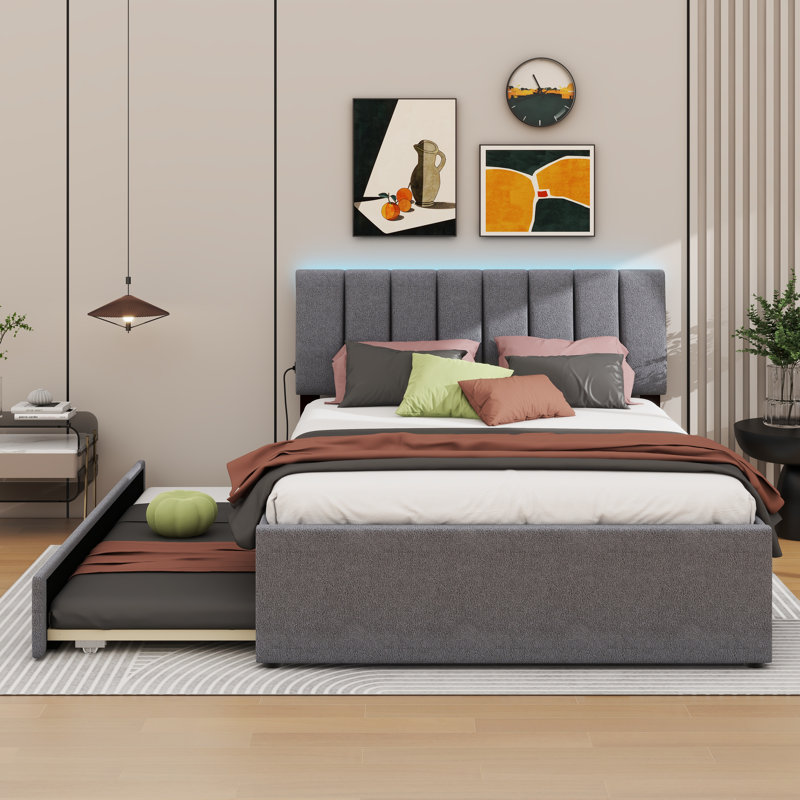 Lit plateforme Ladeidra, Double, gris