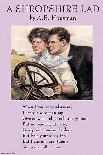 « a shropshire lad » par a.e. housman affiche rétro, H 36 po x l 24 po