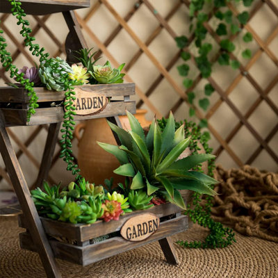 Plantes succulentes, plante d'aloès artificielle, grandes plantes grasses artificielles non tachées de 12,6 pouces, décoration de bricolage de qualité supérieure pour l'intérieur et l'extérieur