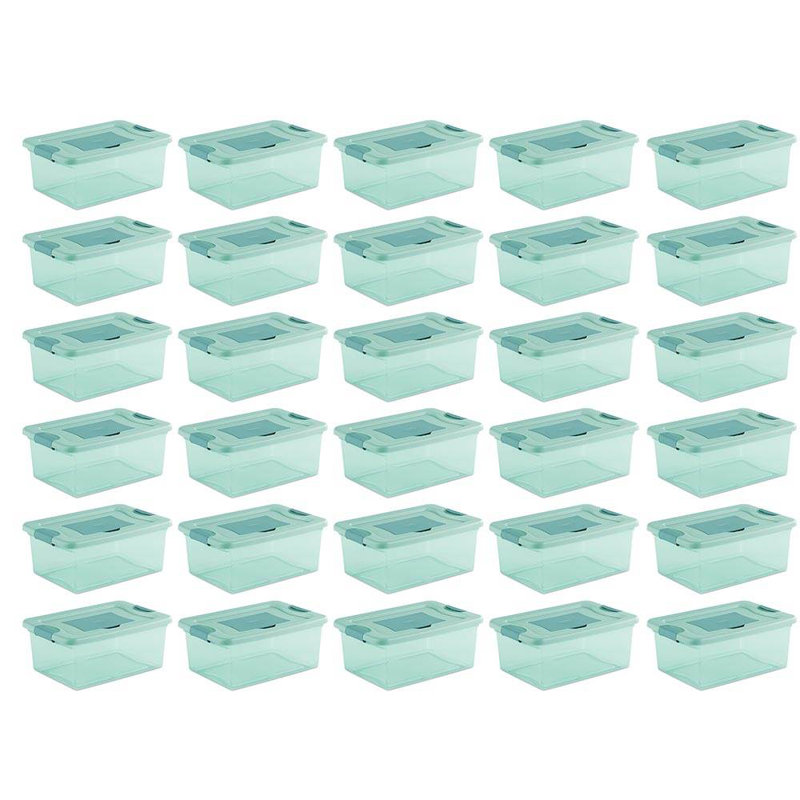 Sterilite Fresh Scent Stackable Plastic Storage Tubs & Totes Set, 6.75" H x 16.25" W x 11.25" D, 30