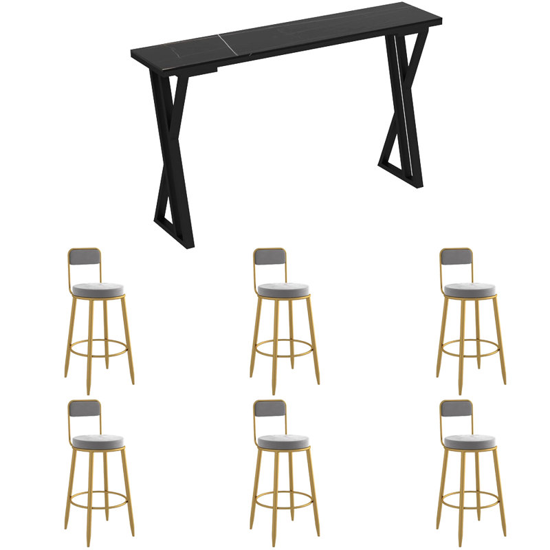 Edenfield, Noir, 7 pièces: table, 6 chaises, Noir