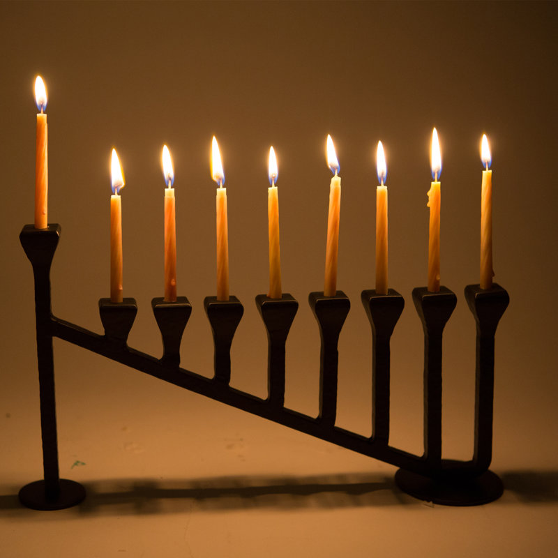 Handcrafted Black Iron 9-Branch Hanukkah Menorah