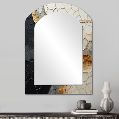 Miroir mural noir et or noir orné de poteries VII - Abstract