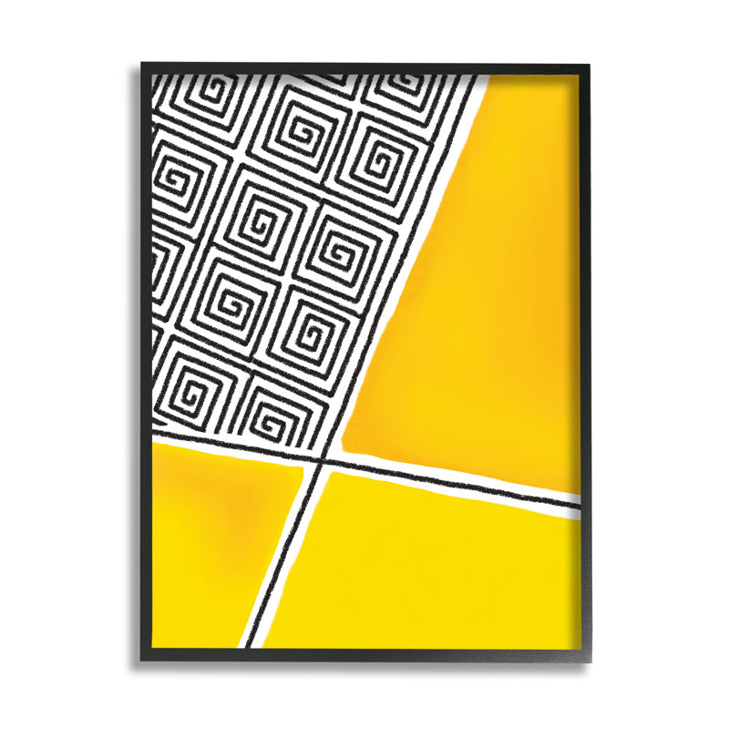 " Asymmetrical Geometric ", Midnight Black Framed Giclee, 14" H x 11" W x 1.5" D