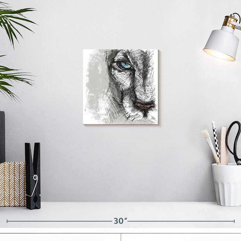 Visage de lion, H 10 po x l 10 po