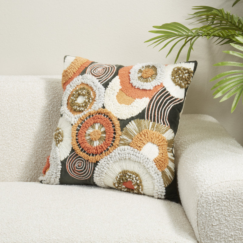 Boho Circles Filled Throw Pillow, Square 20", Duck Down