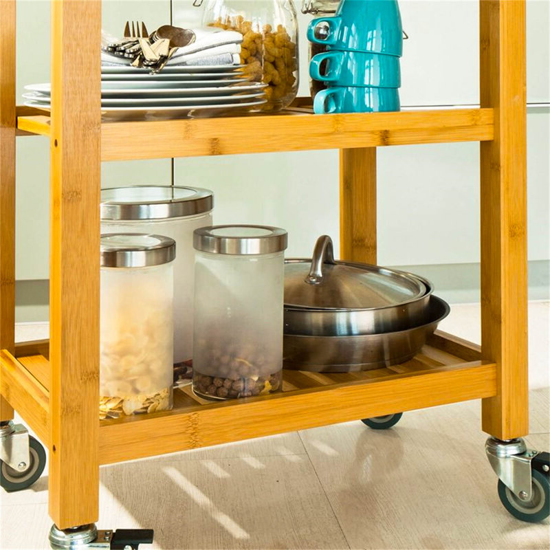 Dogra Kitchen Island, Black/Natural