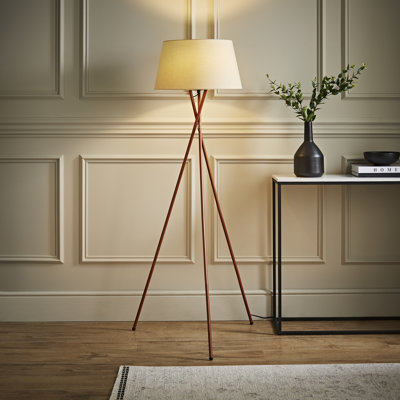 Anan Camden Tripod Copper Floor Lamp with Aspen Shade