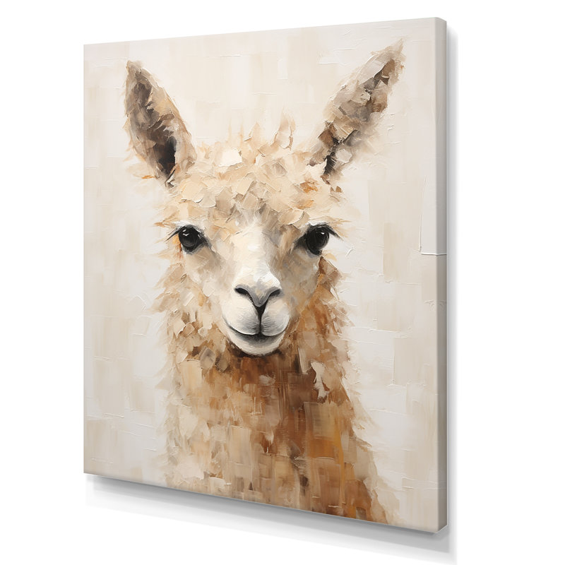 Minimalisme grunge alpaga portrait II sur toile, Toile tendue, H 32 po x l 24 po x P 1 po