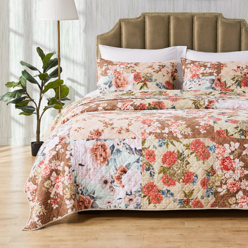 Greenland Home Fashions Briar Natural 2-Piece Twin Size Quilt Set, 68x88 Inch, Twin Quilt + 1 Sham