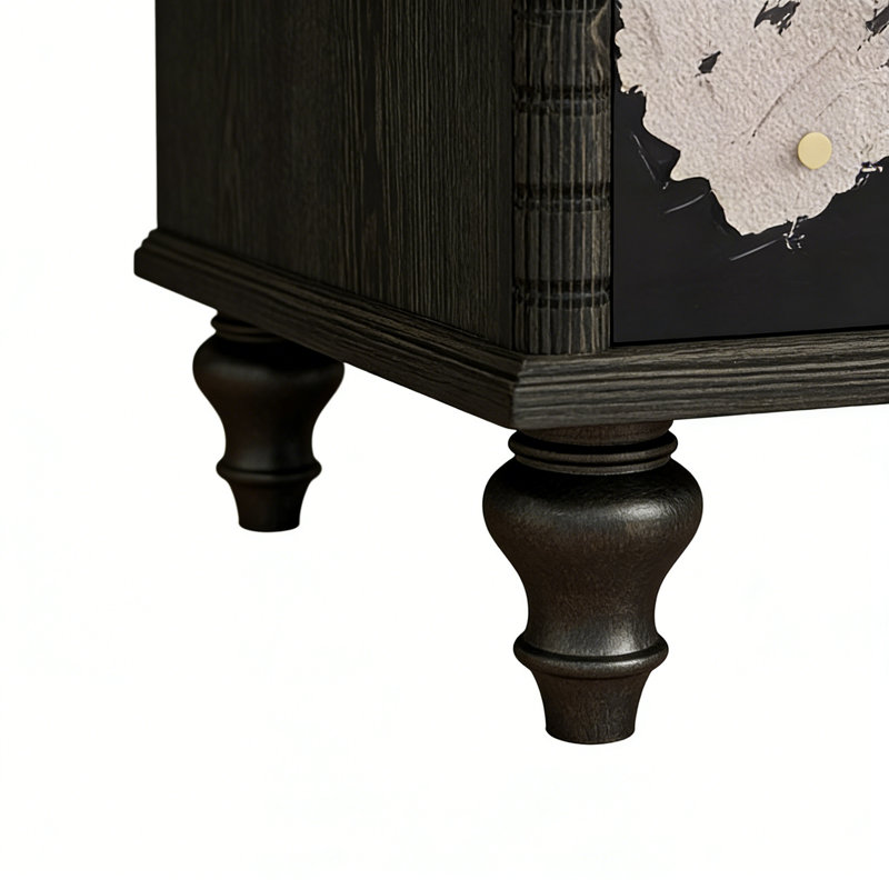 Commode d'entrée Mid-Century en bois massif, Noir