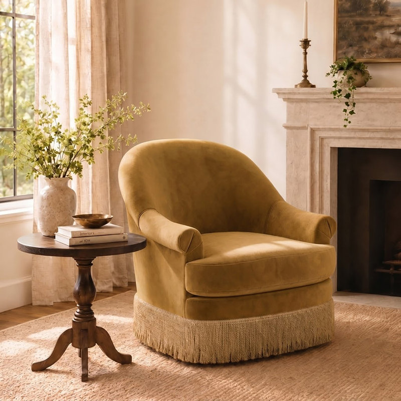 Carley Summers X River & Bord: The Page Swivel Chair, Brown Fabric
