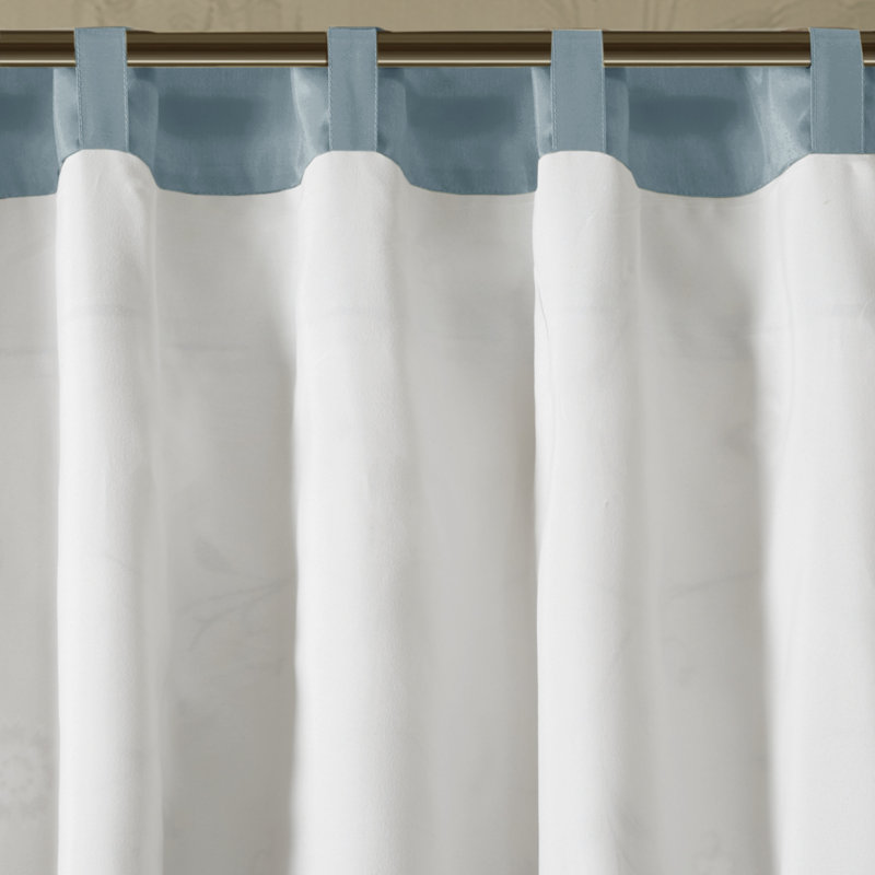 Serene Blue and Beige Floral Embroidered Valance