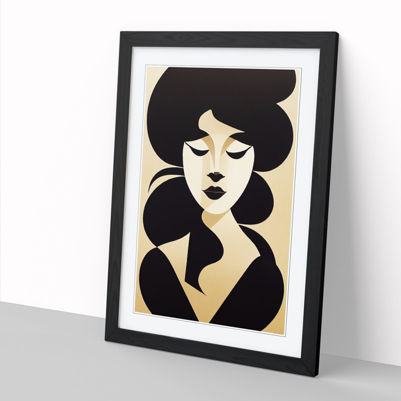Deco Woman Silhouette Vol.1 - Framed Print, 64cm H x 46cm W x 2cm D, Oak Framed
