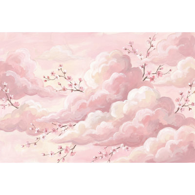 Adhésif mural cerisiers en fleurs roses