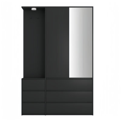 Armoire-penderie en bois 71,7 po - 2 portes 6 tiroirs avec étagères et rail de suspension, garde-robe de chambre à coucher moderne