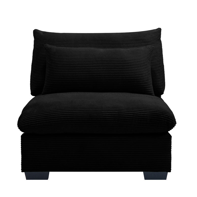 Armless Sofa, Black Corduroy