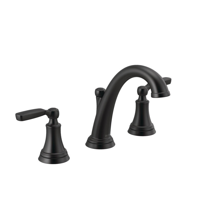 Woodhurst Widespread Bathroom Faucet 3 Hole, 2-handle Bathroom Sink Faucet with Drain Assembly, Matte Black