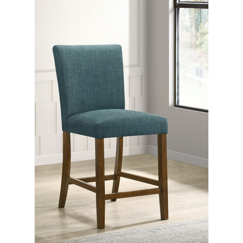 Chaise de comptoir non affectée l 19,4 po, bleu sarcelle / brun, Blue, Blue