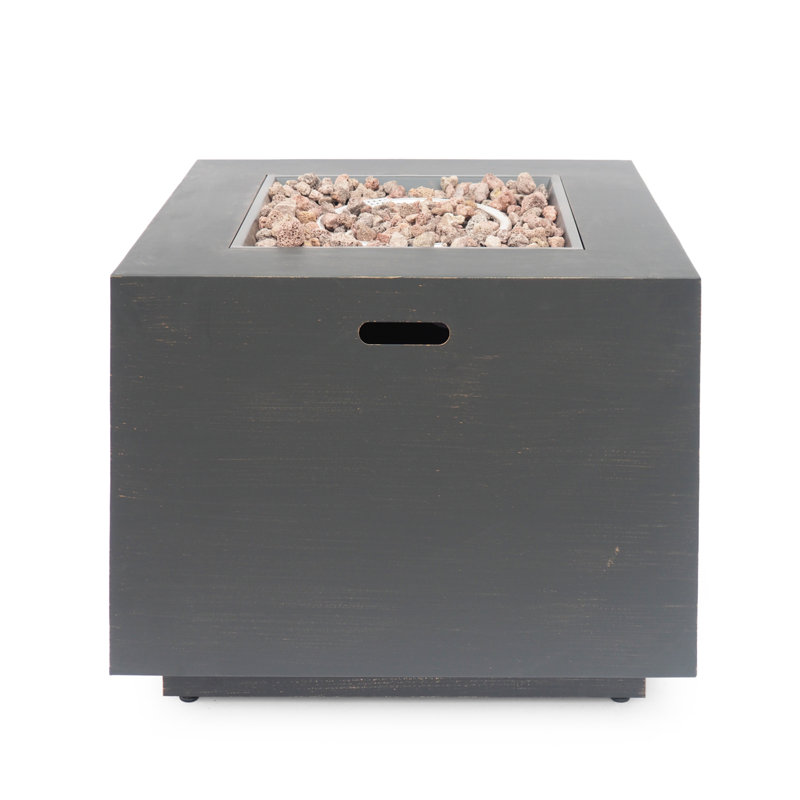 Outdoor Patio Propane Fire Pit Square Iron Gas-Burning Fire Pit - 50,000 BTU, Tank In Side, Gray