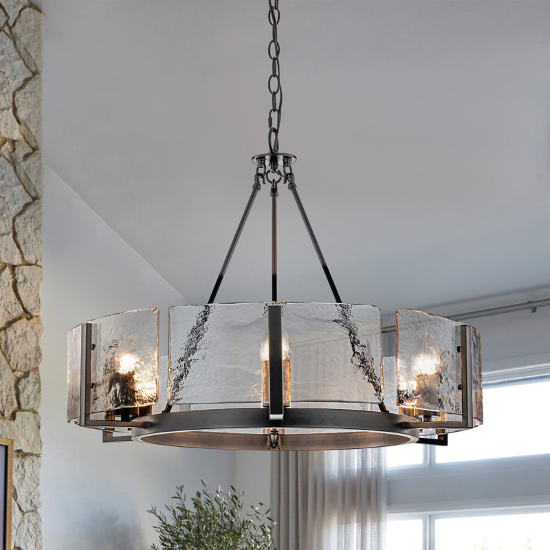 Lustre tambour 6 lumières à intensité variable, Noir