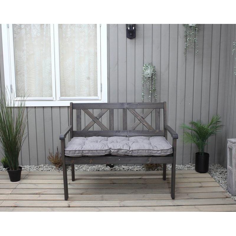 Sharadan Solid Wood Pine Outdoor Bench, Grey, 88cm H x 107cm W x 64cm D