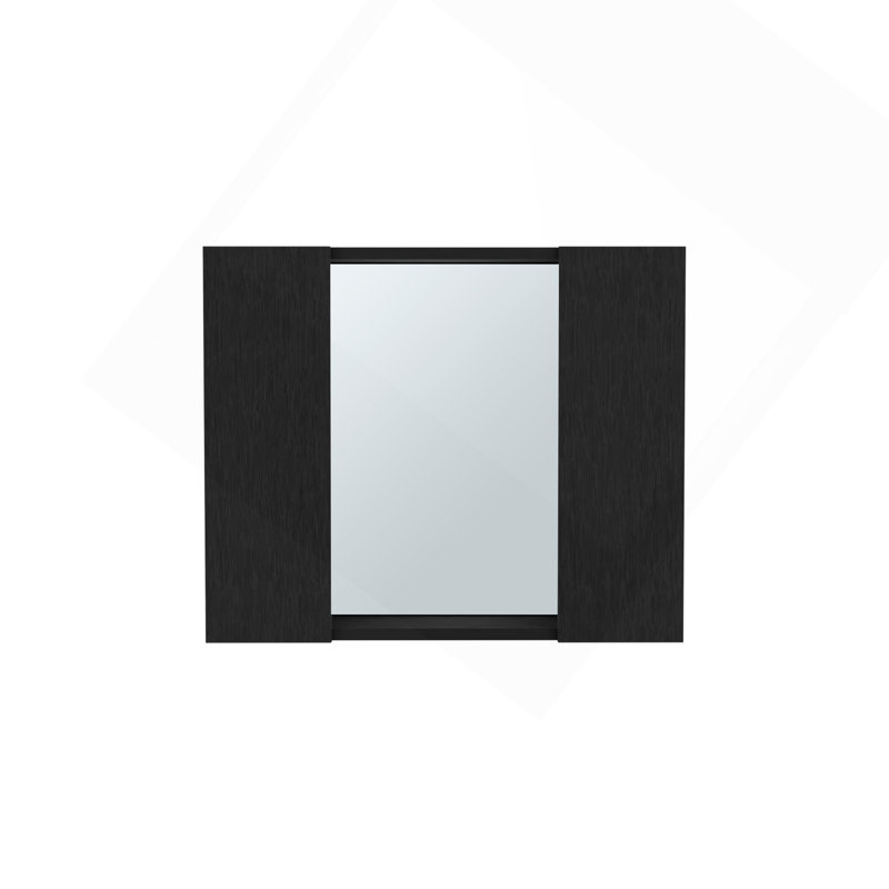 Medicine Cabinet, Double Door, Mirror, One External Shelf  -Black, Black