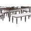Table de salle à manger moderne 8 pièces en gris - table rectangulaire avec rallonge, 6 chaises et banc