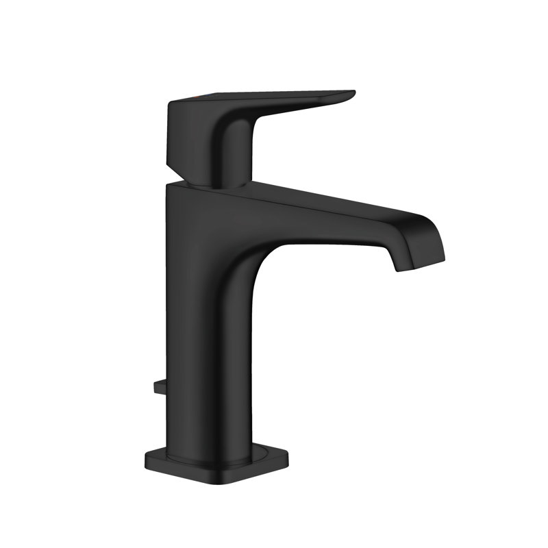 Citterio E Single Hole Bathroom Faucet, Drain Assembly Included, Matte Black