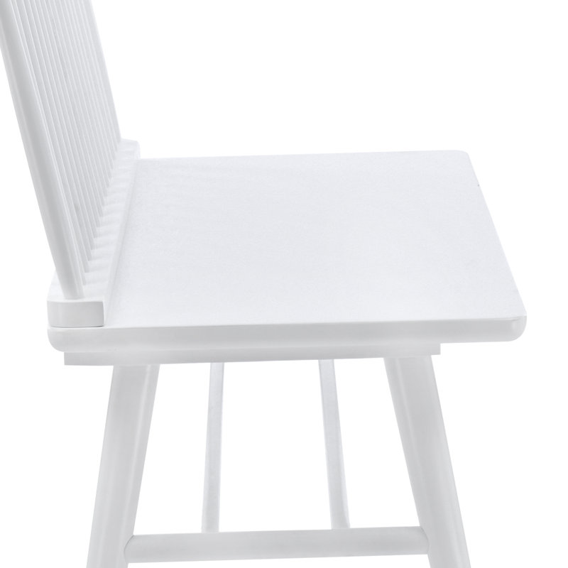 Banc en bois massif Modern Farmhouse Hadiya, Blanc