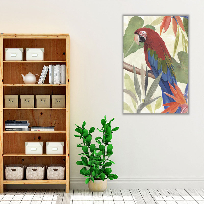 «Tropical Parrot Composition III», reproduction d'art sur toile, H 30 po x l 20 po