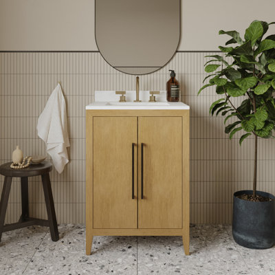 Alsup 24" Single Sink Vanity With Calacatta Gold Quartz Countertop