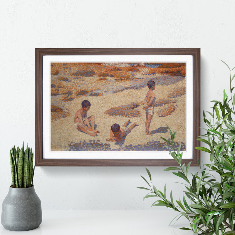 The Beach at Cabasson by Henri-Edmond Cross - Picture Frame Painting, Walnut Framed, 27cm H x 36cm W x 2cm D