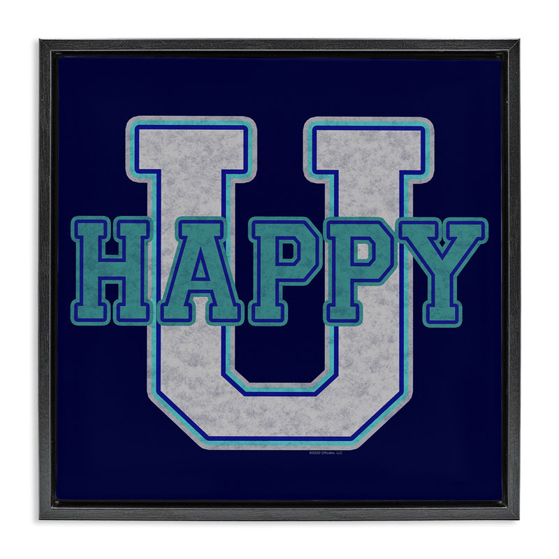 Art mural en toile Happy U, H 18 po x l 18 po, Cadre flottant noir de jais
