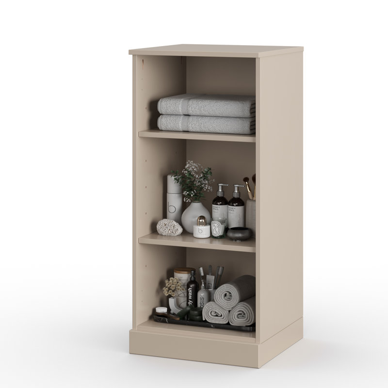 100% Solid Wood Bathroom Cabinet with Adjustable Shelves, 35.75" H x 16.5" W x 15.5" D, Beige