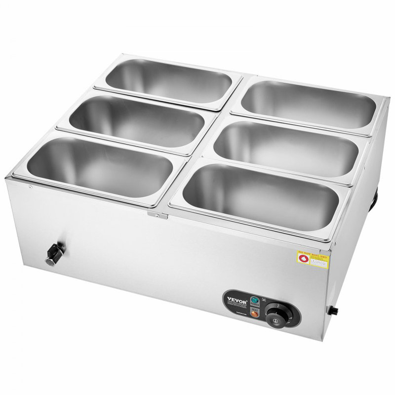 Chauffe-plat électrique commercial à 6 casseroles pour salle de bain 6 * 8 pte Buffet