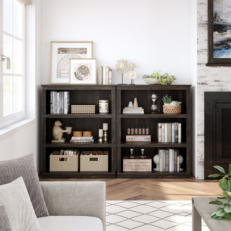 Cupar Bookcase, Black, (3 Shelves) 40" H x 32" W x 13" D