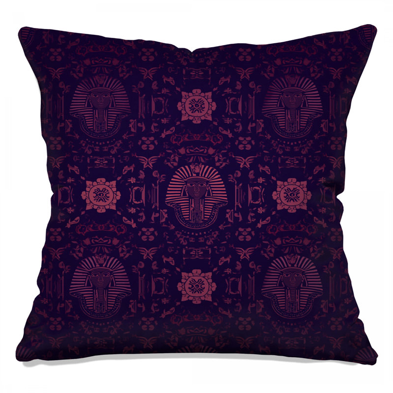 Egyptian Pharaoh Pattern Double Sided Throw Pillows, 14 x 14 inches