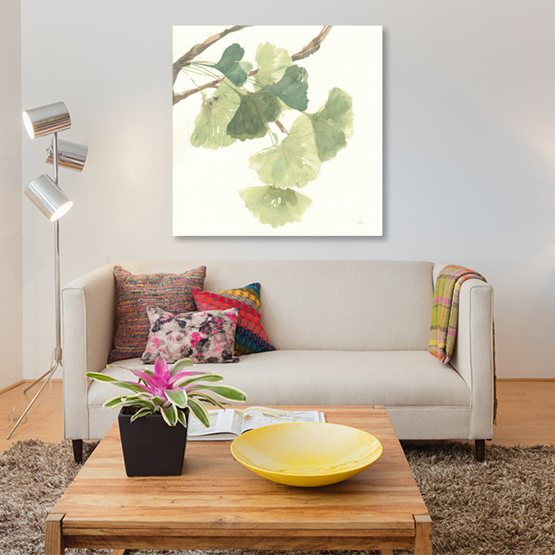 «Light Gingko Leaves I» par Chris Paschke, reproduction sur toile tendue sur châssis, H 48 po x l 48 po x P 1,5 po