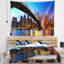 Tapisserie bleu ciel en polyester cityscape manhattan city bridge avec accessoires suspendu inclus-28500867