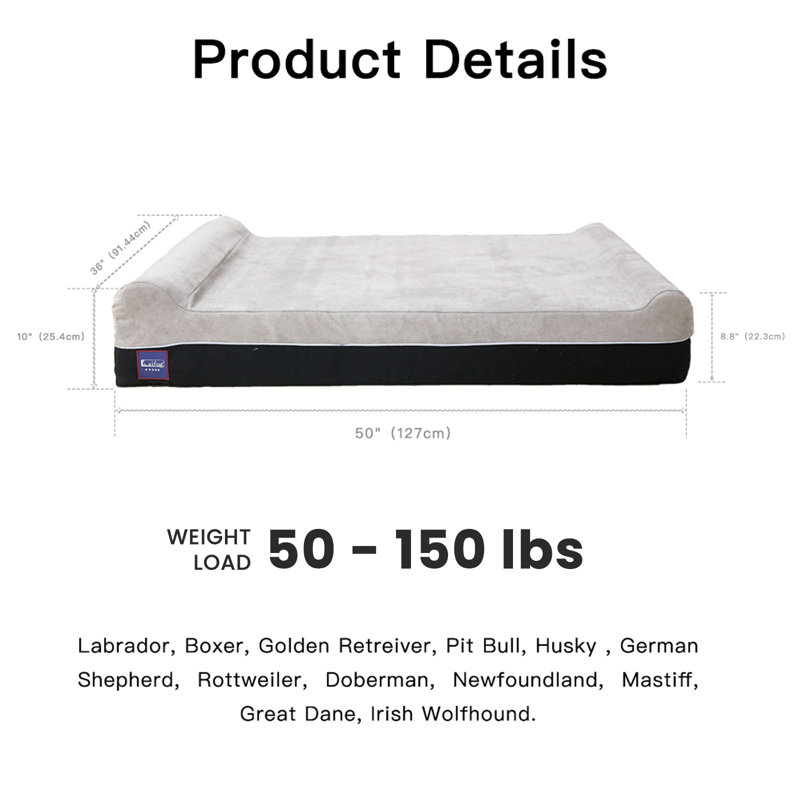 Extra Large Slate Grey Orthopedic Memory Foam Dog Bed