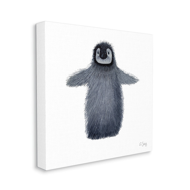 Adorable bébé pingouin, Illustration d'un animal arctique, Ale Saiz Studio, L 17 po x H 17 po, Toile tendue