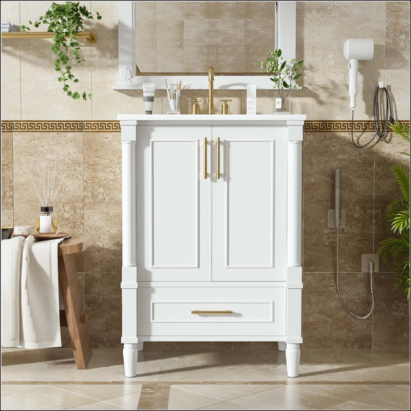 Meuble-lavabo moderne 24 "avec motif orné et tiroir