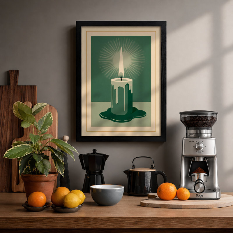 Luminous Flame Minimalist - Print, Black, A4 - 29.7 x 21.0 cm