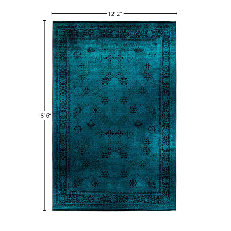 Tapis unique en laine 12 pi 2 po x 18 pi 6 po Saadiq