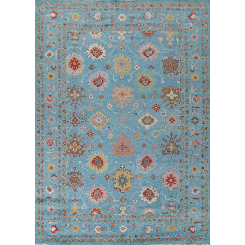 Tapis bleu All-Over Oushak 9 x 12