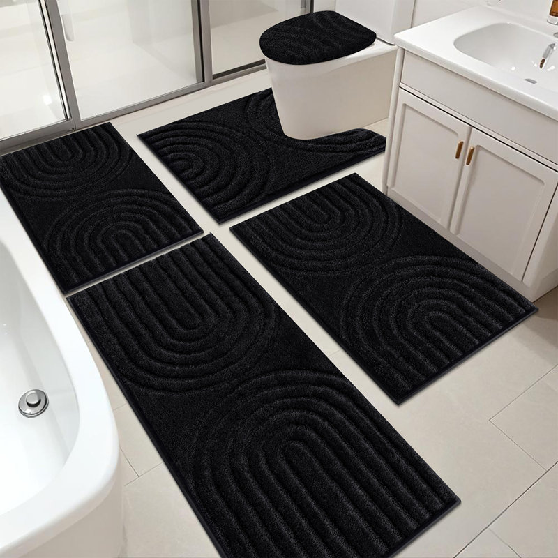 Tapis de bain absorbant (ensemble de 5), Noir